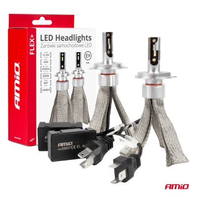 LED Forlygter FLEX+ Serie H4/H19 canbus 6000K 12-24V AMIO-03657