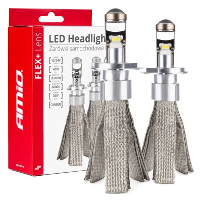 LED bilpærer FLEX+ serie H4 linse 12V 24V 6000K Canbus AMIO-03658
