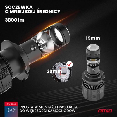 LED Forlygter H7 PL Linse Serie AMiO-03668
