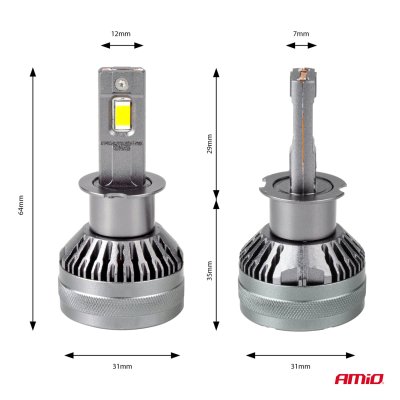 LED Forlygter HP Serie H3 12-24V 6500k AMIO-03672
