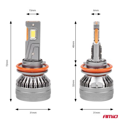 LED Forlygter HP Serien H8/H9/H11/H16 Canbus AMiO-03677