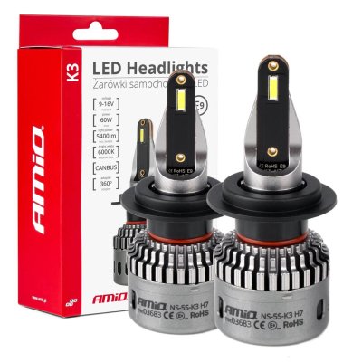 LED Forlygter K3 Serie H7 12V 6000K canbus AMIO-03683