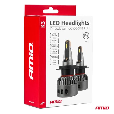 LED Forlygter K3 Serie H7 12V 6000K canbus AMIO-03683