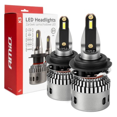 LED Forlygter K3 Serie H7-6 12V 6000K canbus AMIO-03685