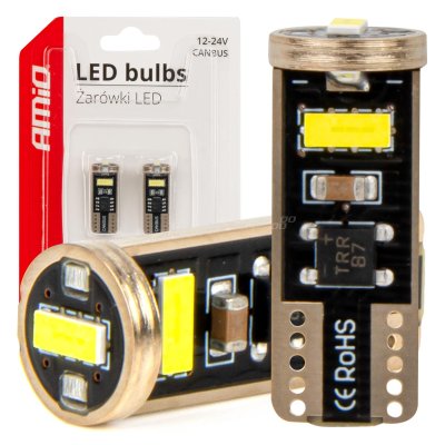 LED pærer CANBUS T10e W5W 3x2055 SMD Hvid 12V/24V 12V/24V AMIO-03720