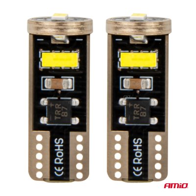 LED pærer CANBUS T10e W5W 3x2055 SMD Hvid 12V/24V 12V/24V AMIO-03720