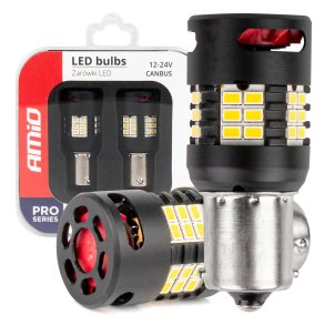 LED BUBLS CANBUS PRO serie 1156 BA15S P21W R10W R5W 24x3020 SMD FAN Hvid 12V/24V AMIO-03721
