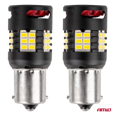 LED BUBLS CANBUS PRO serie 1156 BA15S P21W R10W R5W 24x3020 SMD FAN Hvid 12V/24V AMIO-03721