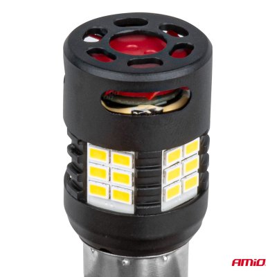 LED BUBLS CANBUS PRO serie 1156 BA15S P21W R10W R5W 24x3020 SMD FAN Hvid 12V/24V AMIO-03721