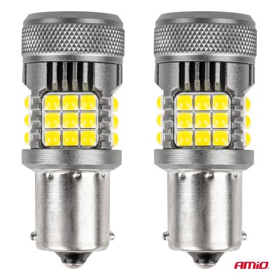 LED PÆRER CANBUS PRO serie 1156 BA15S P21W R10W R5W 36x3030 SMD VENTILATOR Hvid 12V/24V AMIO-03722