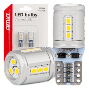 LED-pærer CANBUS T10e W5W 15x2016 SMD Hvid 12V/24V AMIO-03723