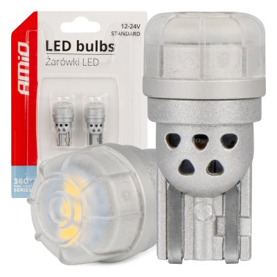 LED-pærer 360 Pure Light Series STANDARD T10 W5W 3x3020 SMD Hvid 12V/24V AMIO-03725