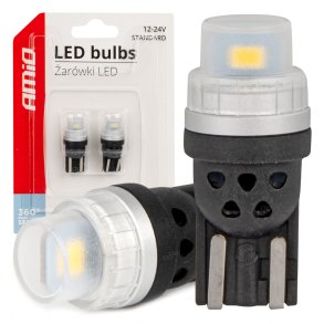 LED-pærer 360 Pure Light Series STANDARD T10 W5W 2x3020 SMD Hvid 12V/24V AMIO-03726