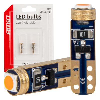 LED PÆRER STANDARD Rød T5 12V 3030 1LED HP AMIO-03727