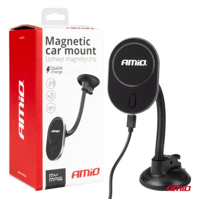 Sugekop Telefonholder med Trådløs Oplader My Mag 15W AMIO-03772