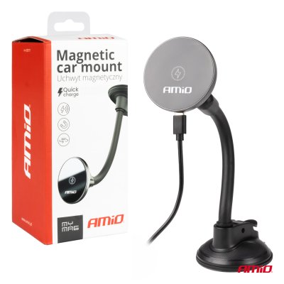 Sugekop telefonholder med trådløs oplader 15W AMIO-03777