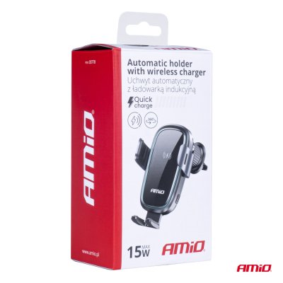 Telefonholder med trådløs oplader 15W AMIO-03778