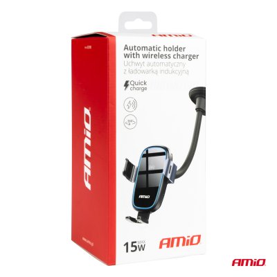 Sugemontage Telefonholder med Trådløs Oplader 15W AMIO-03780