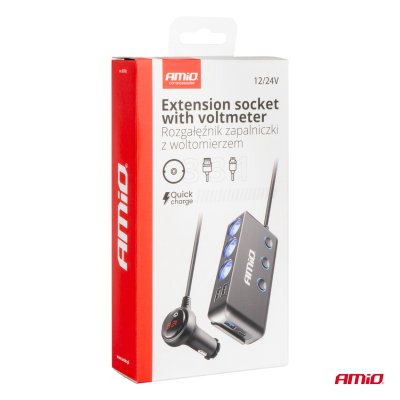 Forlængerledning med voltmeter AMIO-03781