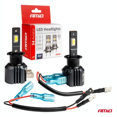 LED-forlygter X4-serie AVIATOR H3 6500K max 44W AMIO-03762