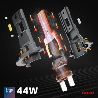 LED-forlygter X4-serie AVIATOR H7/H18 6500K max 44W AMIO-03764