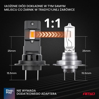 LED-forlygter X4-serie AVIATOR H7/H18 6500K max 44W AMIO-03764