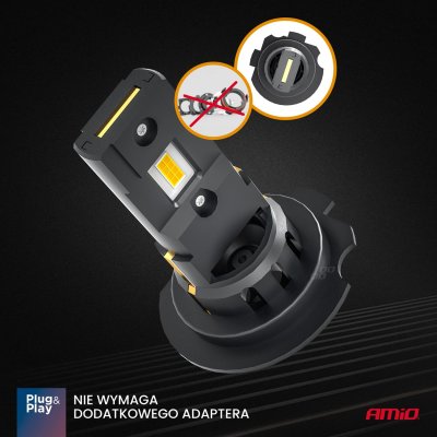 LED-forlygter X4-serie AVIATOR H7/H18 6500K max 44W AMIO-03764