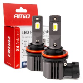 LED-forlygter X4-serien AVIATOR H8/H9/H11/H16 6500K max 44W AMIO-03765