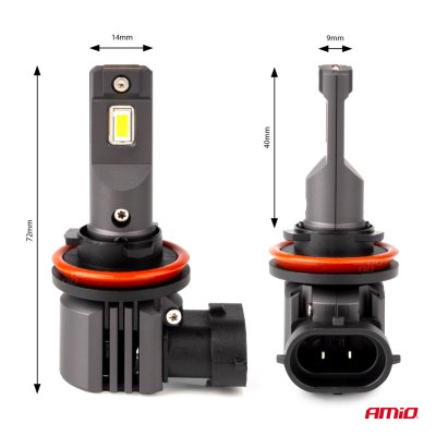 LED-forlygter X4-serien AVIATOR H8/H9/H11/H16 6500K max 44W AMIO-03765