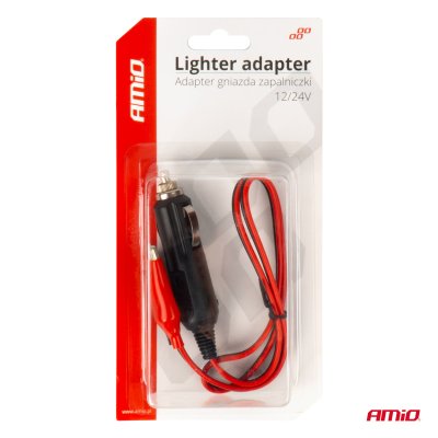 Tændstiksocketadapter med krokodilleudgang 12V 24V 60cm AMIO-03802