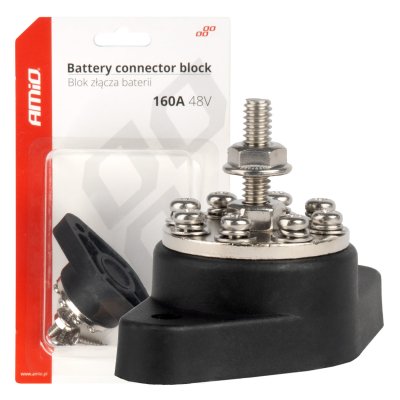 Batterikonnektor fordelingsblok busstang 8-fold max 48V 160A AMIO-03807