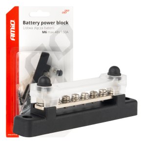 Minus busbar M6 12V - 48V 150A jordfordelingsblok AMIO-03809
