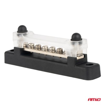 Minus busbar M6 12V - 48V 150A jordfordelingsblok AMIO-03809