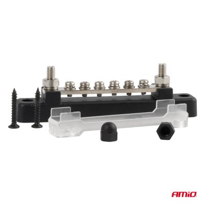 Minus busbar M6 12V - 48V 150A jordfordelingsblok AMIO-03809