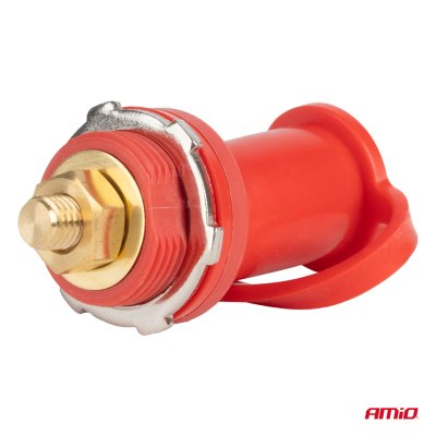 Rød plus batterikraftstik med dæksel 3/8 M10 12V 24V 48V 250A AMIO-03814