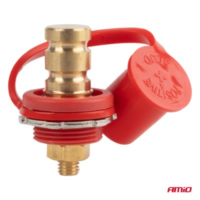 Rød plus batterikraftstik med dæksel 3/8 M10 12V 24V 48V 250A AMIO-03814