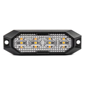 Slim Amber Grill Mount Flash Light 4x3W LED R65 R10 12/24V IP6K9K AMIO-03929