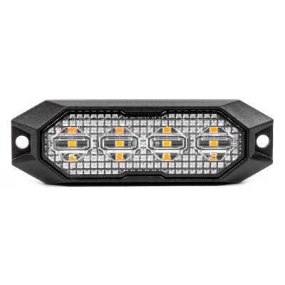 Slim Amber Grill Mount Flash Light 4x3W LED R65 R10 12/24V IP6K9K AMIO-03929
