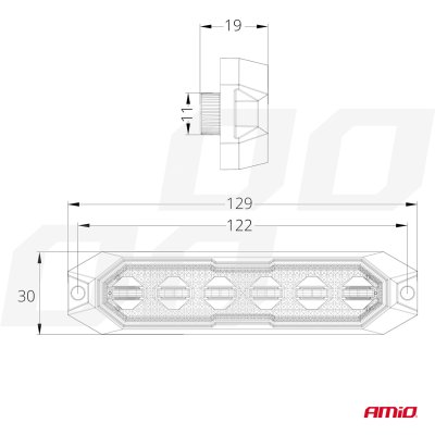 Slank Amber Grillmonteret Blinklys 6x3W LED R65 R10 12/24V IP6K9K AMIO-03930
