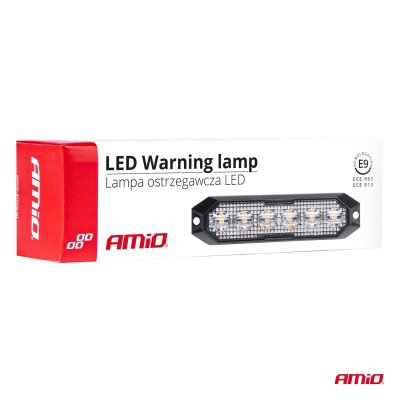 Slank Amber Grillmonteret Blinklys 6x3W LED R65 R10 12/24V IP6K9K AMIO-03930