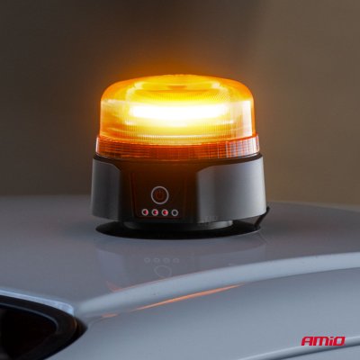 Trådlampet LED advarselslampe med fjernbetjening R65 R10 12/24V AMIO-03932