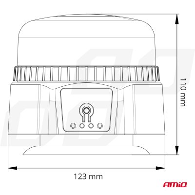 Trådlampet LED advarselslampe med fjernbetjening R65 R10 12/24V AMIO-03932