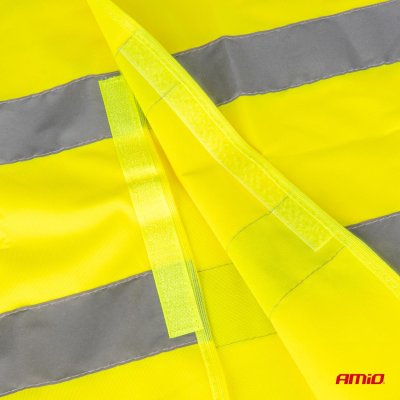 Sikkerhedsvest XL gul med certifikat AMIO-03934