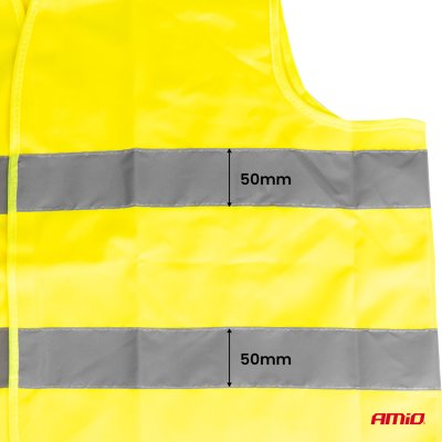 Sikkerhedsvest XL gul med certifikat AMIO-03934