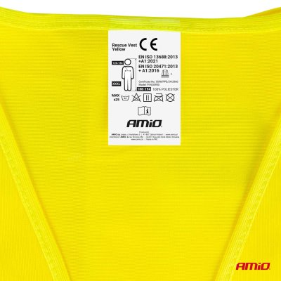Sikkerhedsvest XXXL gul med certifikat AMIO-03935