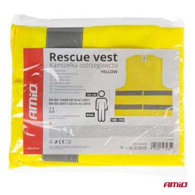 Sikkerhedsvest XXXL gul med certifikat AMIO-03935