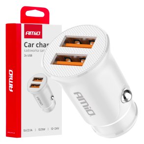 Biloplader 2x USB-A 2.1A 12/24V AMiO-03872