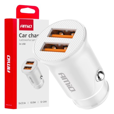Biloplader 2x USB-A 2.1A 12/24V AMiO-03872
