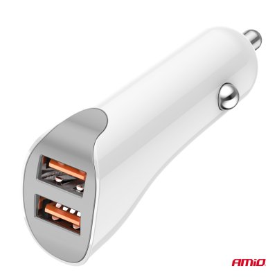 Bil oplader 2x USB-A 2.1A 12/24V AMiO-03874
