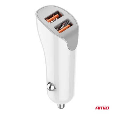 Bil oplader 2x USB-A 2.1A 12/24V AMiO-03874